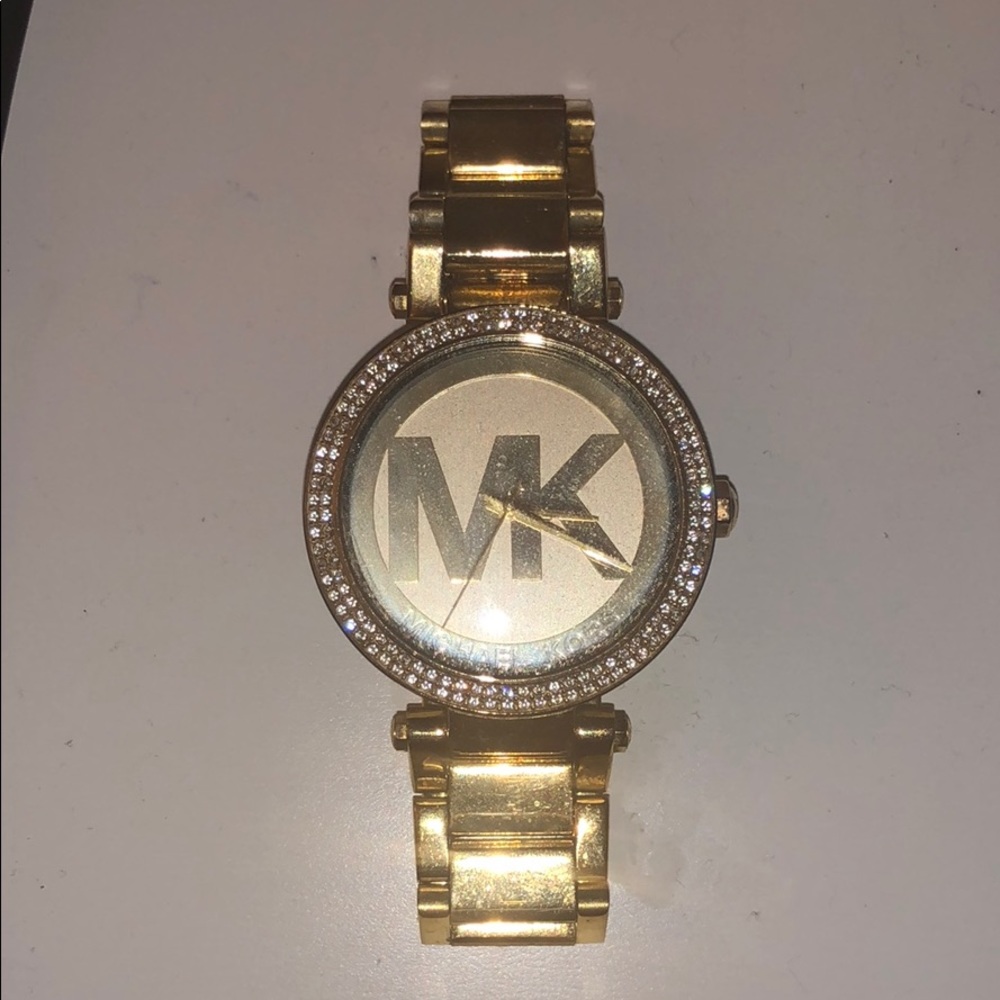 Michael Kors Parker Logo Glitz Gold Tone Watch